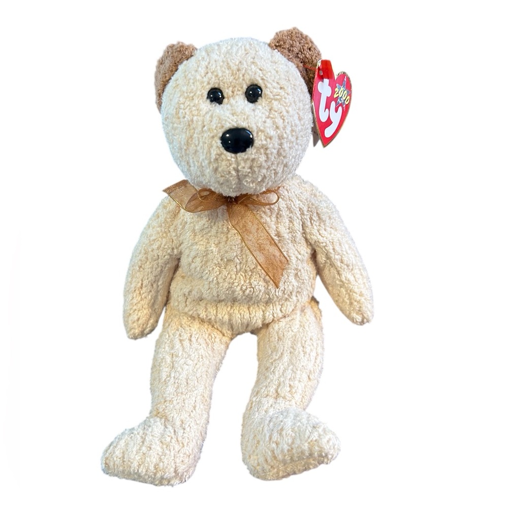 Ty Beanie Baby Cream and Brown Huggy The Bear 2000
